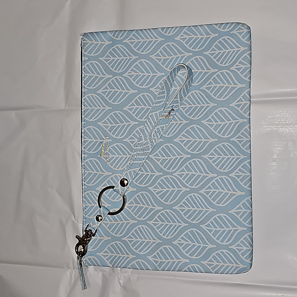 Scout Cosmetic Makeup Travel Bag, Blue with White Leaves